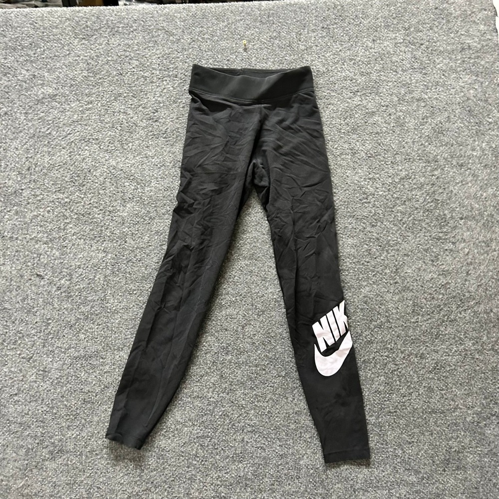 Nike Leggings Womens Size XS Black Graphic Logo Athletic Slim Fit Yoga Pants